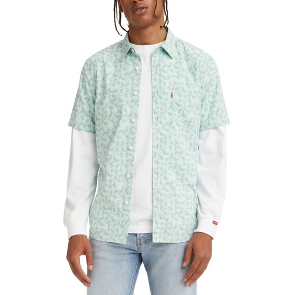 Levi's Men's Classic 1 Pocket Short Sleeve Shirt, Swirly Blue, Size XXL, NWT - Picture 1 of 5